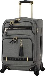 Steve Madden Designer 20 Inch Luggage Collection - Lightweight Softside Expandable Suitcase for Men & Women - Durable Carry On Bag with 4-Rolling Spinner Wheels (Legends Turquoise)